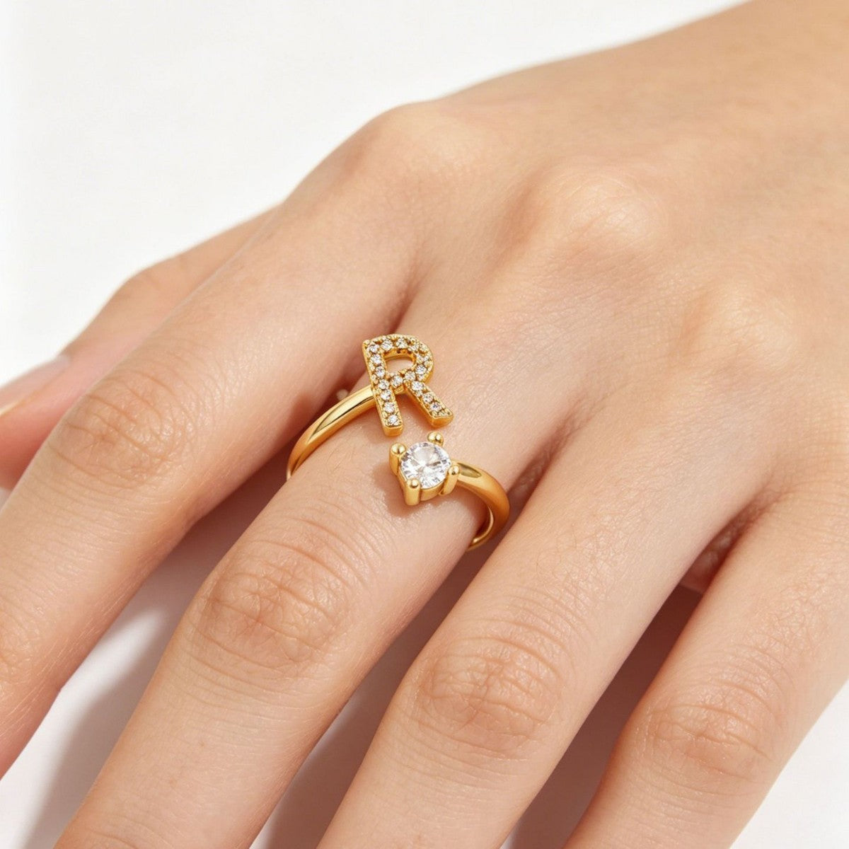 Gold Letter Open Male Female Personality Rings