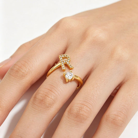 Gold Letter Open Male Female Personality Rings