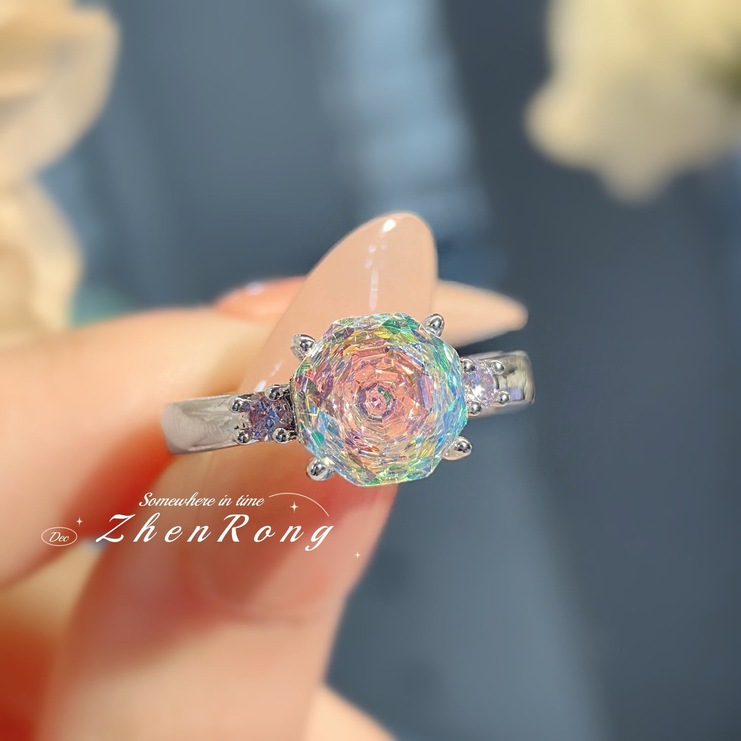 Women's Colorful Inlaid High Carbon Diamond Chinese Jewelry Set