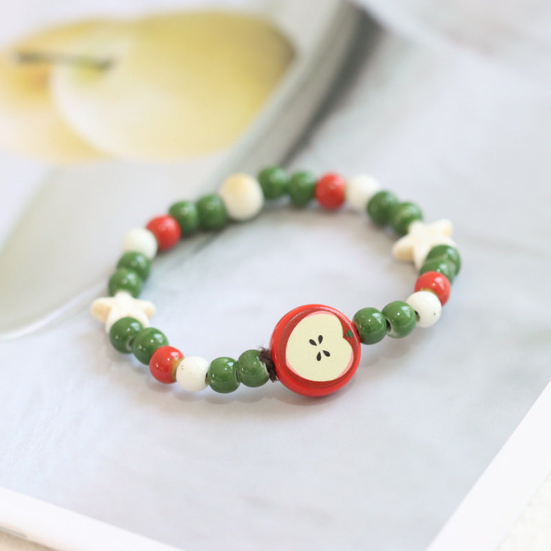 Fresh Ceramic Christmas Apple Lovers Festive Bracelets