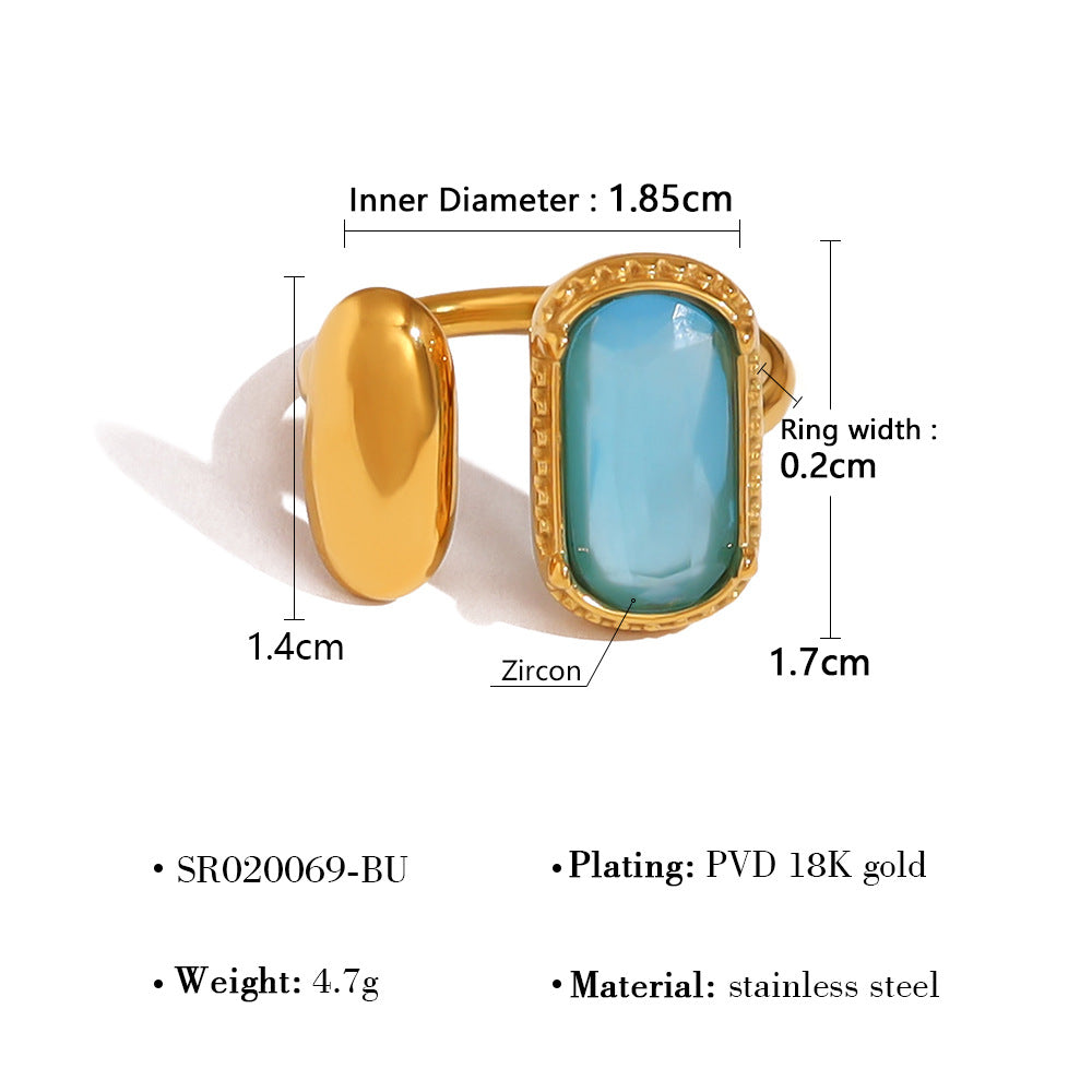 Women's French Stainless Steel Glass Zirconium Eye-catching Rings