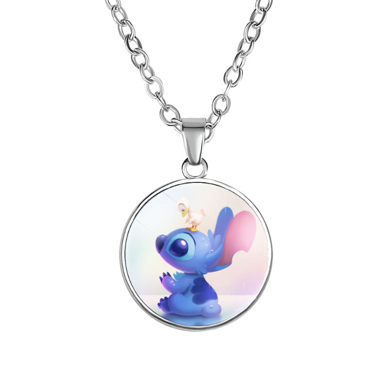 Children's Star Stitch Cartoon Pattern Time Stone Necklaces