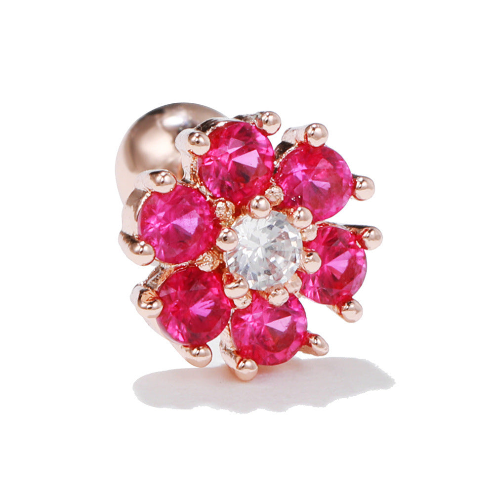 Style Retro Two-color Flower Ear Bone Gold Rings