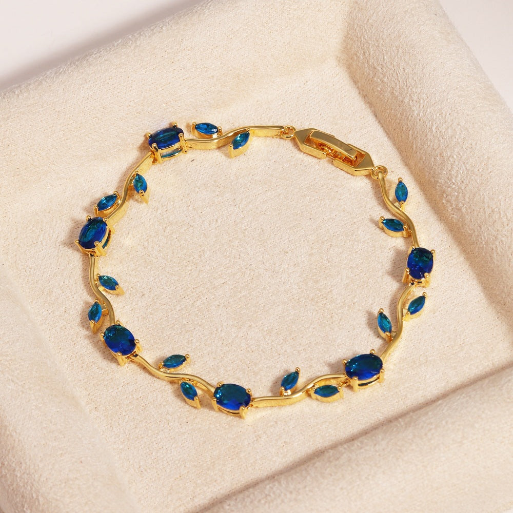 Women's Zircon Branches Leaves Flower Exquisite Light Luxury Tulip Bracelet