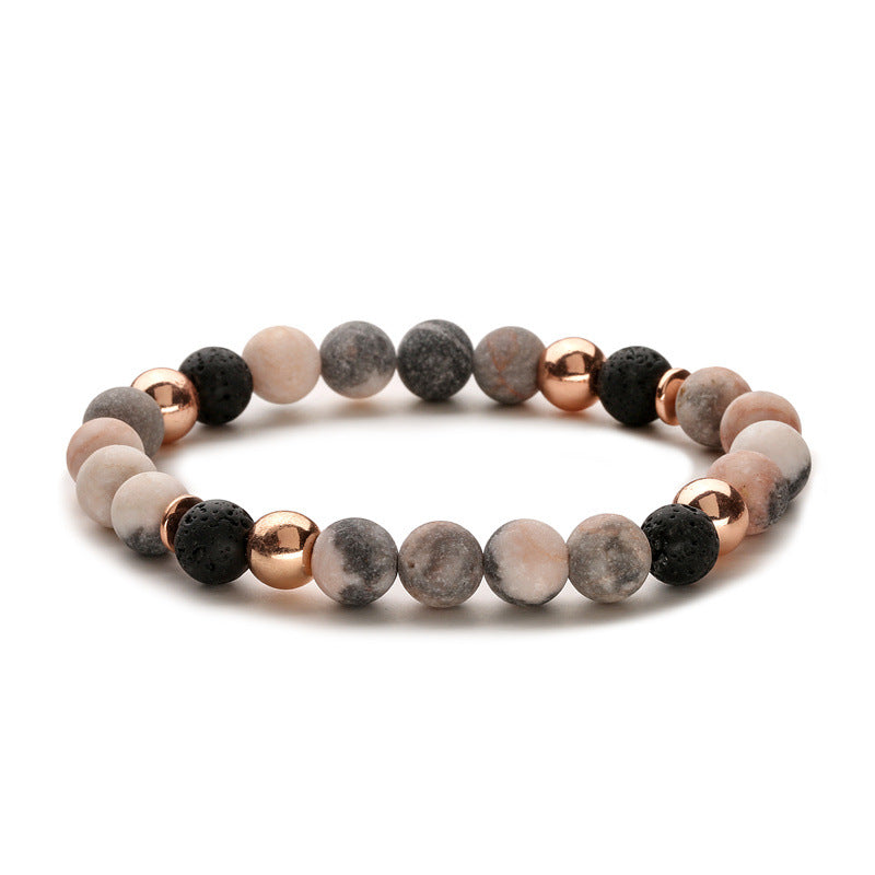 Natural Stone Essential Oil Pink Zebra Bracelets
