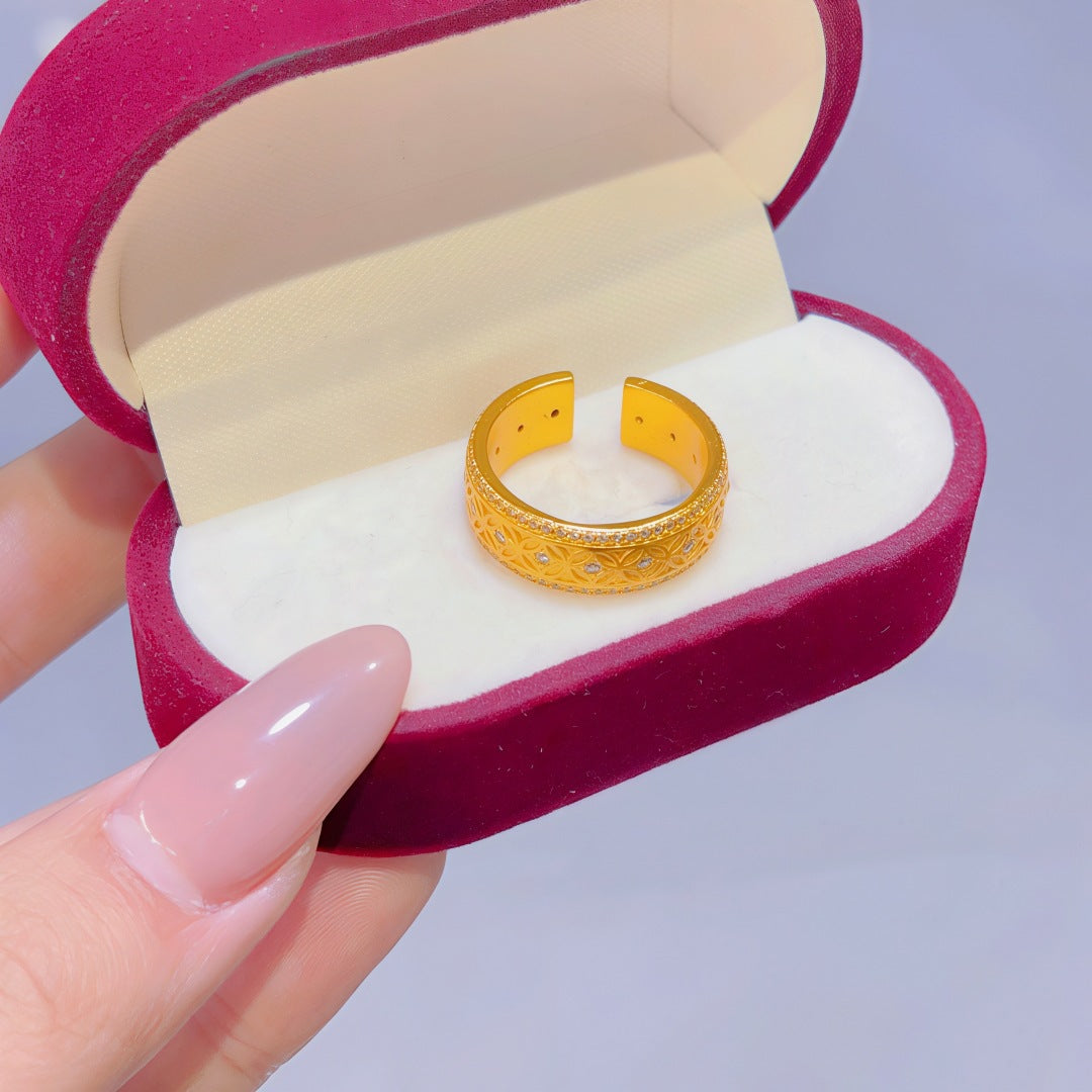 Women's Alluvial Gold Retro Affordable Luxury Design Brass Plated Fashion Ring