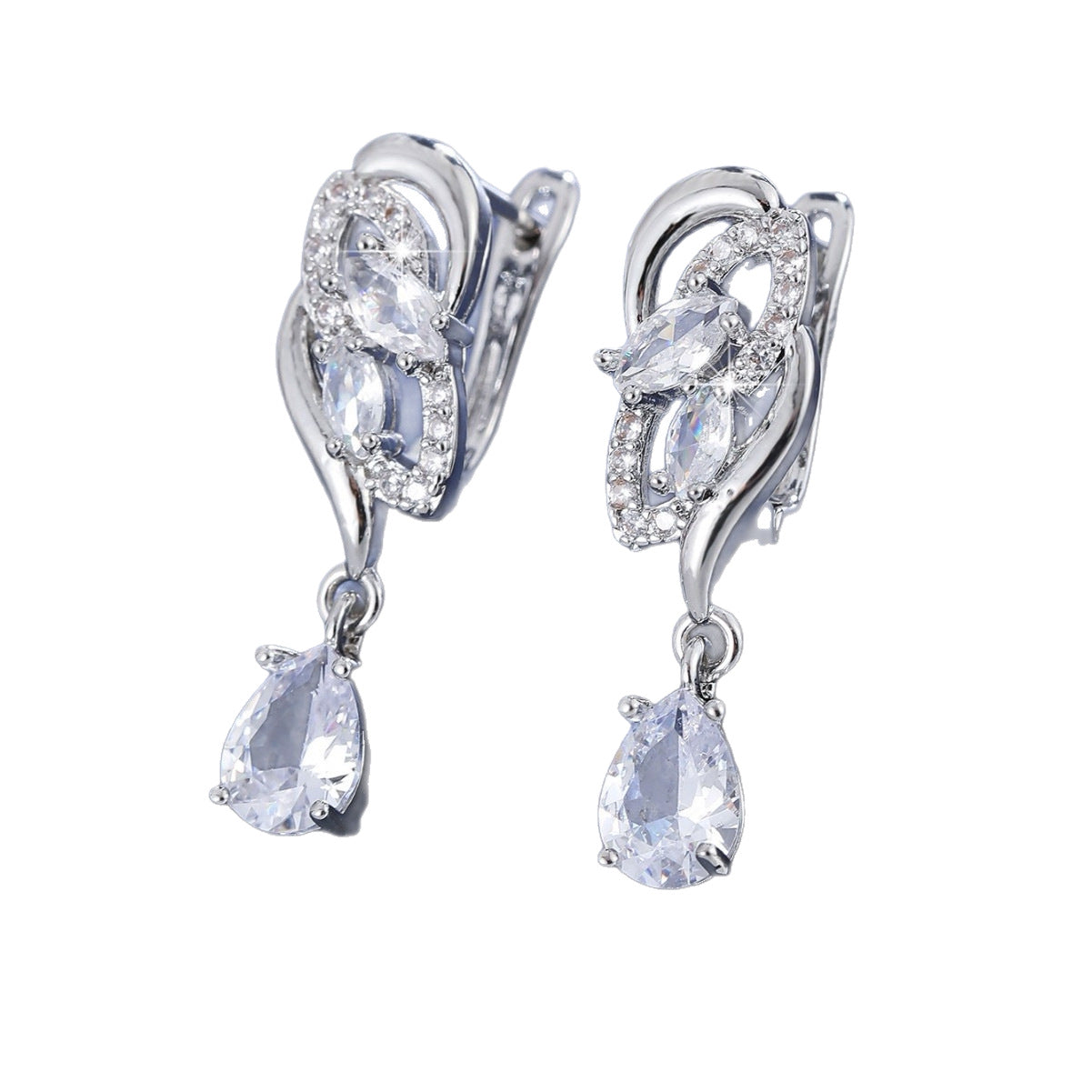 Women's Gorgeous Water Drop Full Inlaid Clip Ear Buckle