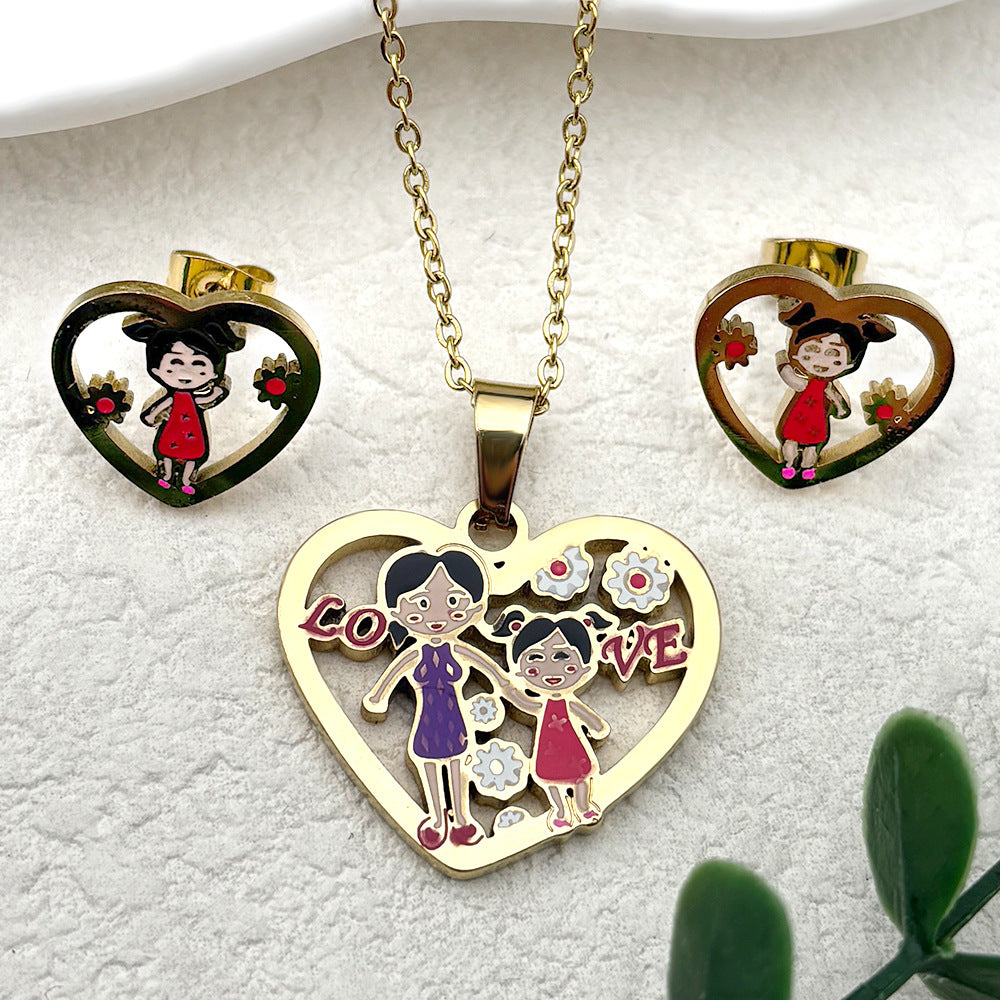 Clear Stock Rainbow Color Small Cartoon Female Oil Pendants