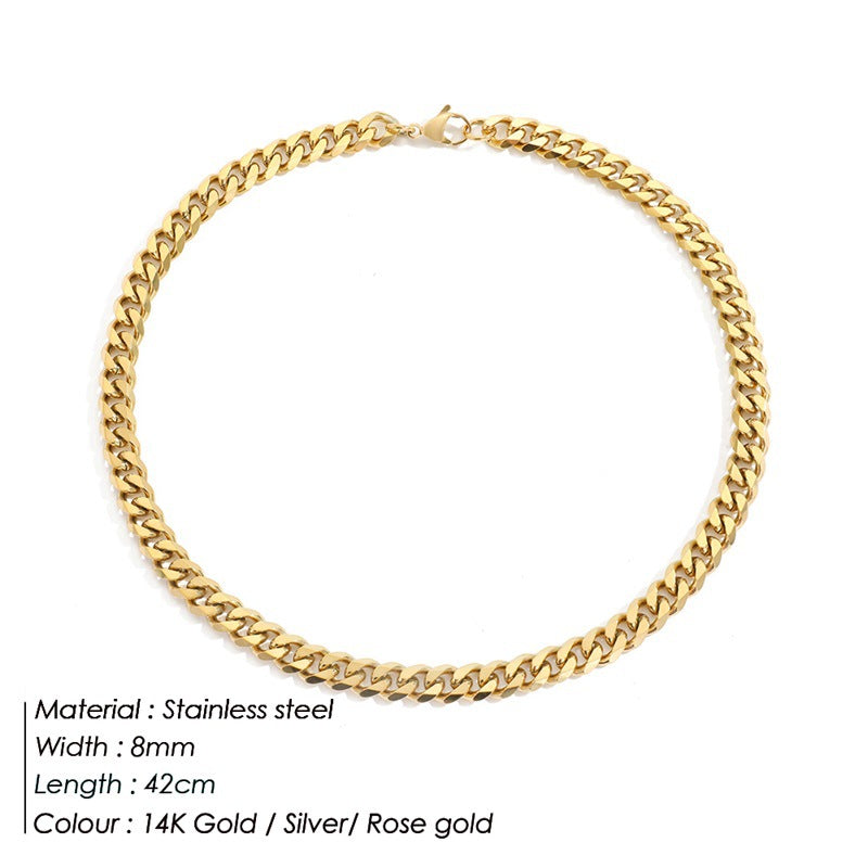 Women's & Men's Cuban Link Chain Stainless Steel Street Necklaces