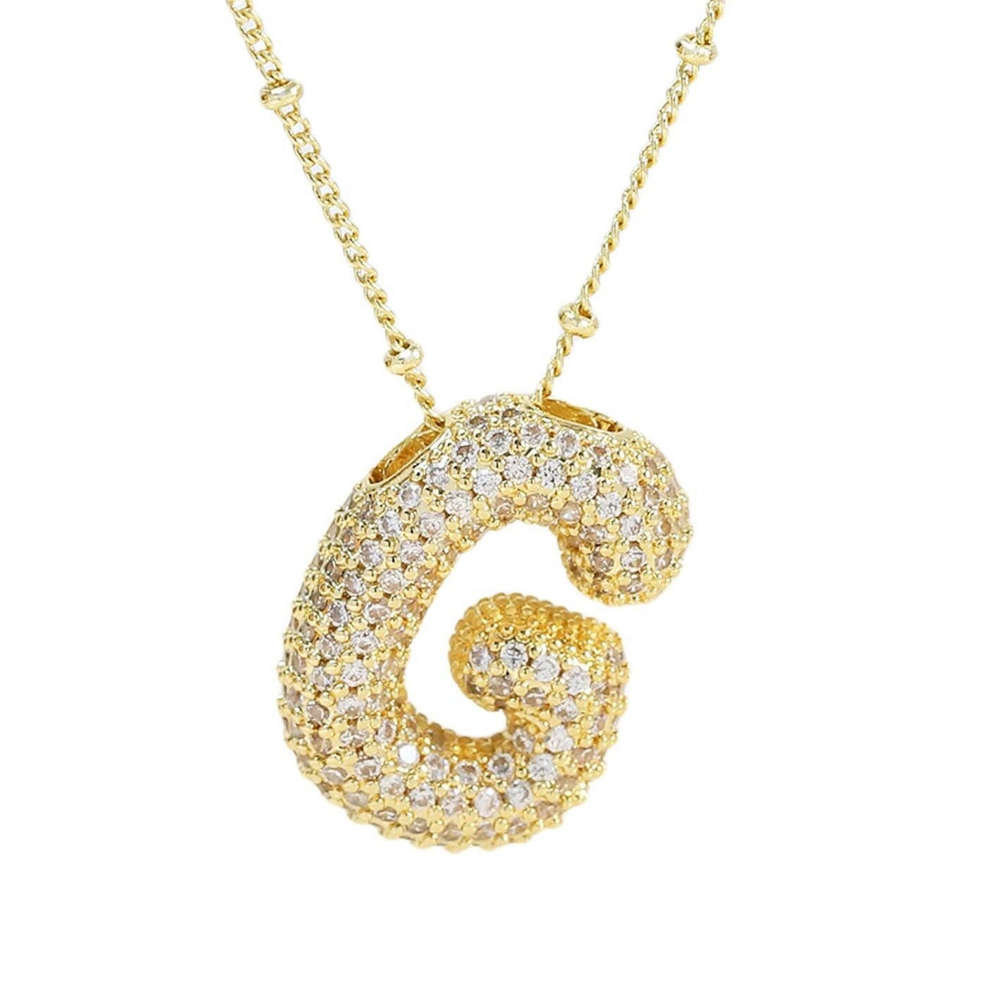 Women's Inlaid Zircon Full Diamond Bubble Letter Pendants