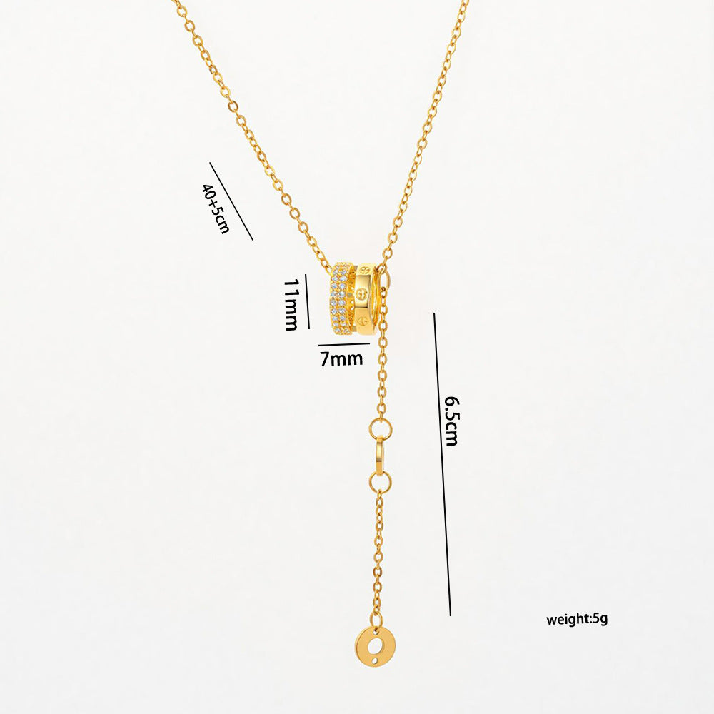 Women's Small Waist Right Rain Titanium Steel High-grade Inlaid Affordable Luxury Necklace