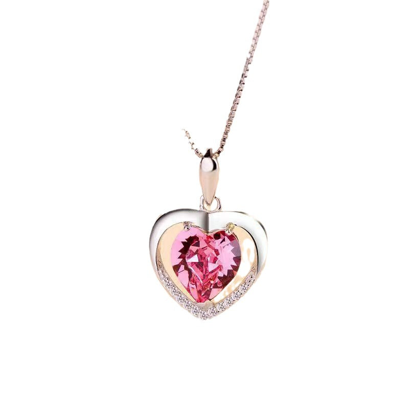 Heart-shaped Series Female Clavicle Topaz Ocean Pendants