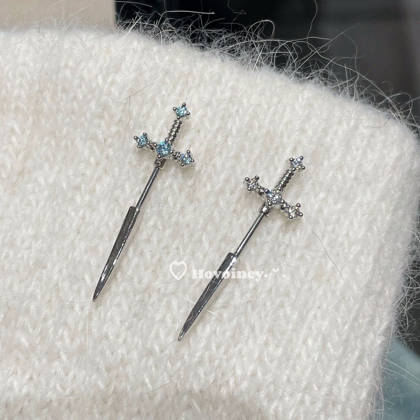 Sword Devil Nail Thin Rod Personality Sweet Cool Ear Wheel Stud Earrings