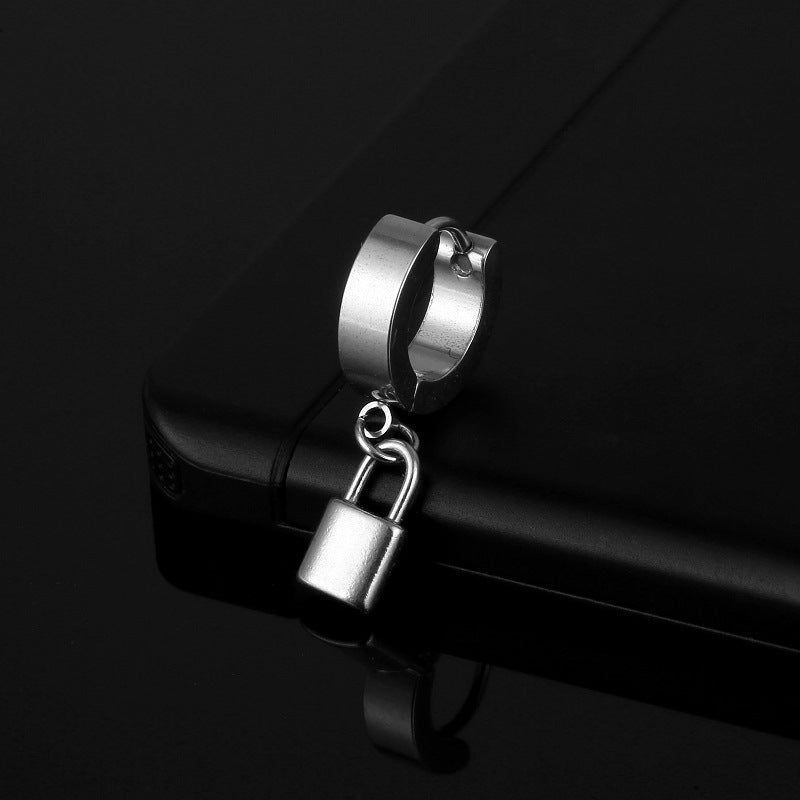 Men's Titanium Steel Punk Hip Hop Clip Nail Stainless Ear Buckle