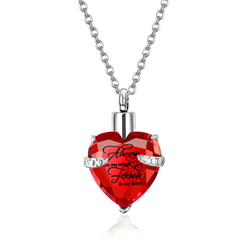 Heart-shaped Crystal Month Birthday Stone Casket Pendants