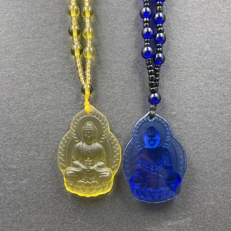 Women's & Men's Glaze Amitabha Han Pharmacist Buddha Blue Pendants