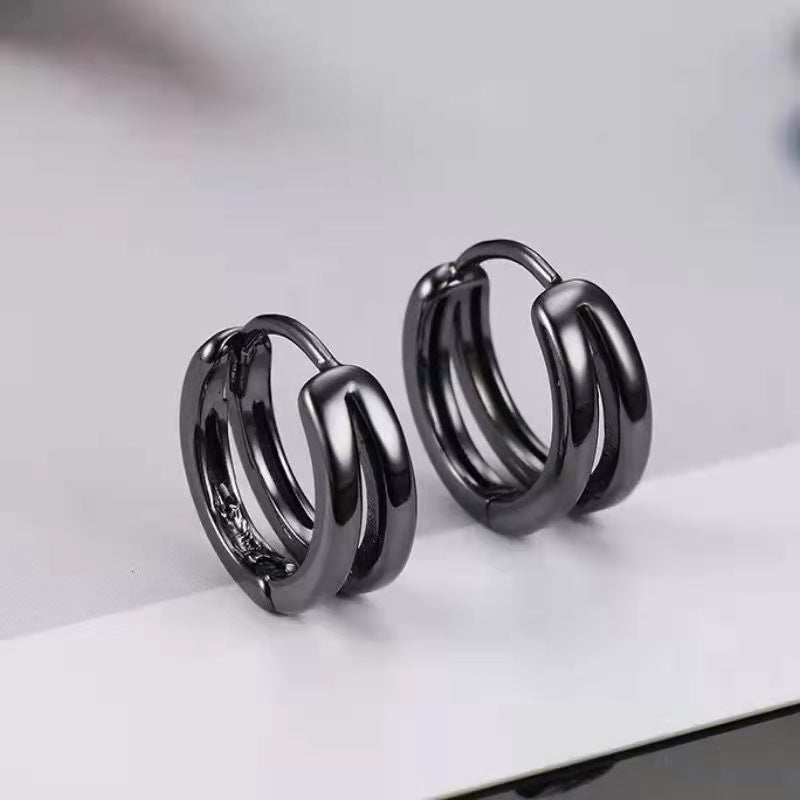 Men's Double Clip Trendy Personalized Cold Style Pu Ear Buckle