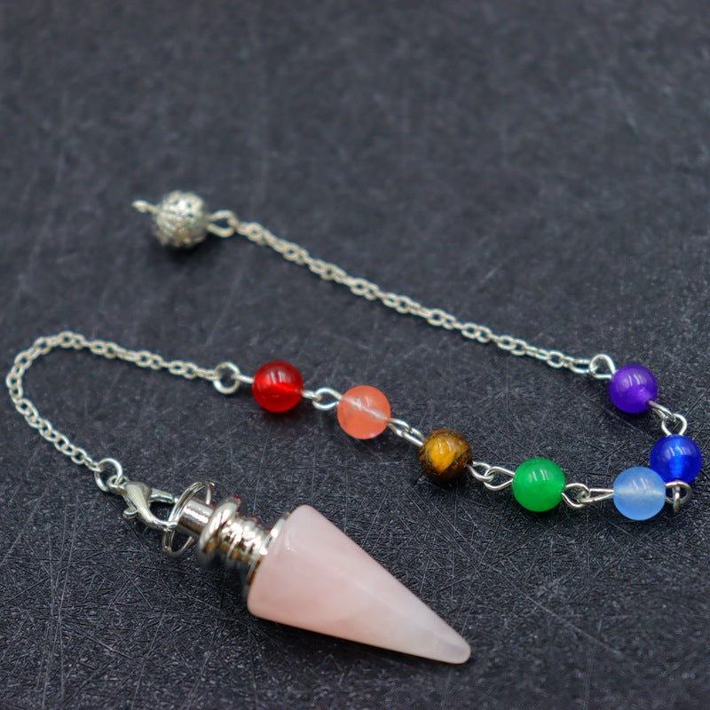 Column Pendulum Chain Natural Crystal Hexagonal Cone Pendants