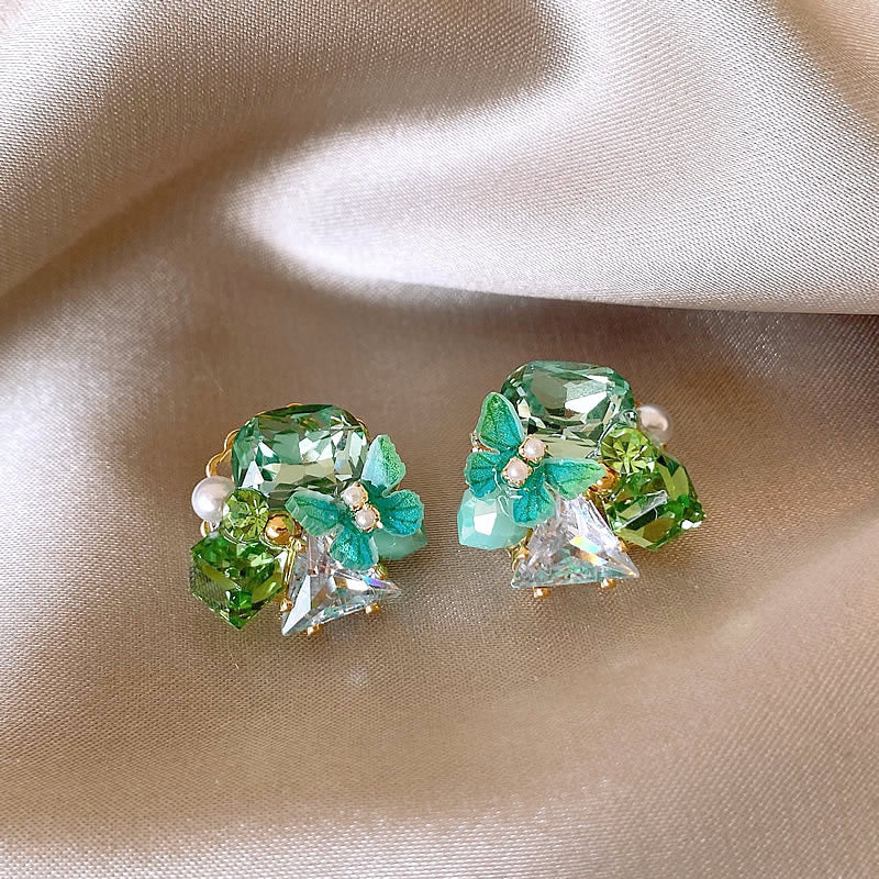 Women's Sier Crystal Flowers Exquisite Sweet Light Rings