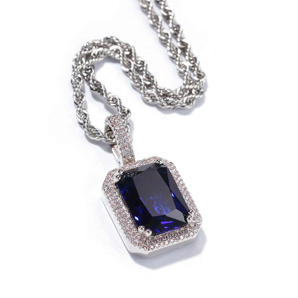 Fluorescent Square Solid Gemstone Niche Bag Necklaces