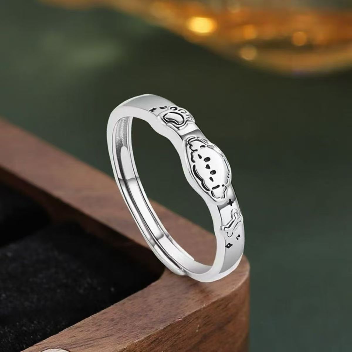 Cute Fun Dogs Cats Couple Iti Cartoon Creativity Adjustable High Ring