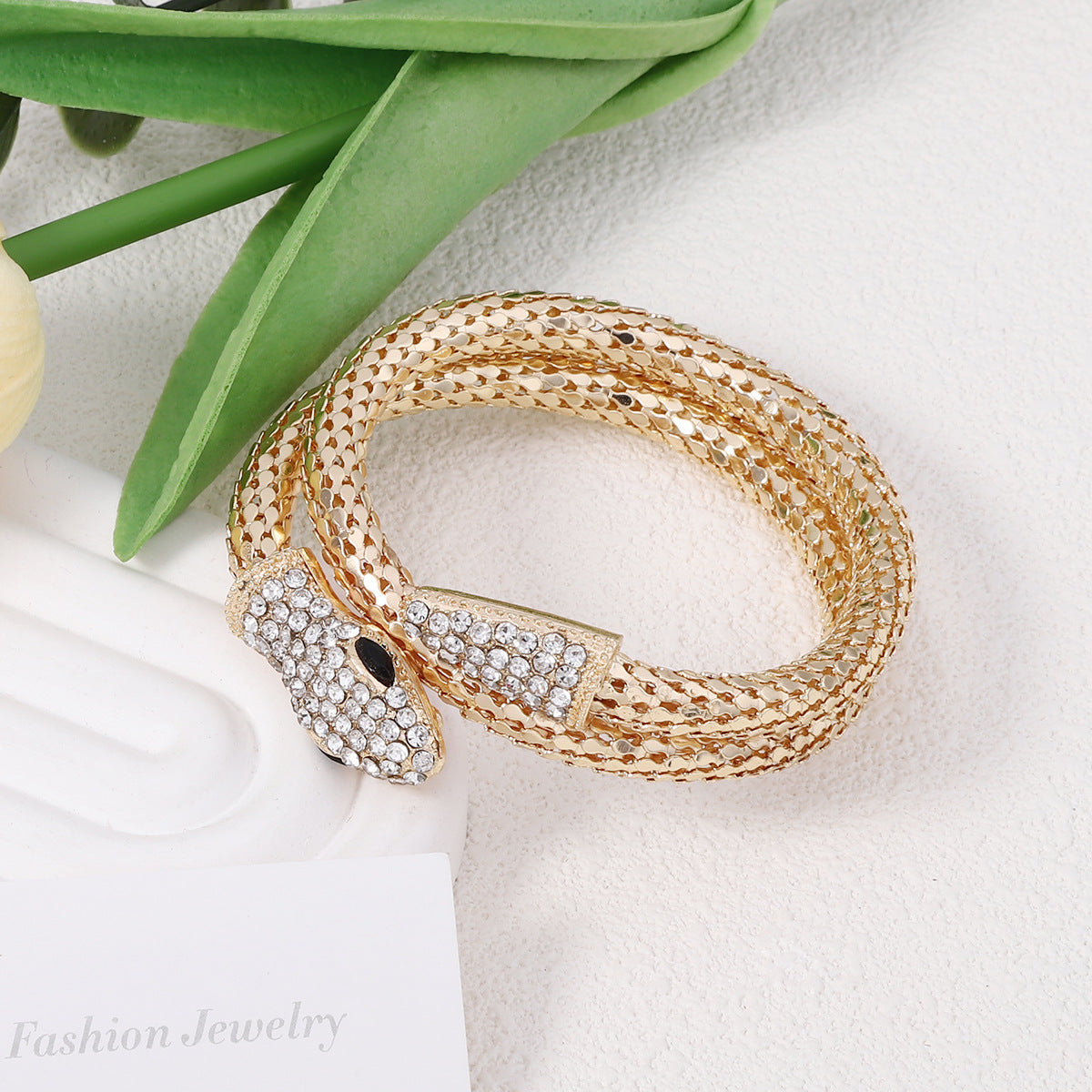 Women's & Men's Hop Punk Snake Personality Micro Inlaid Zircon Winding Niche Couple Bracelets