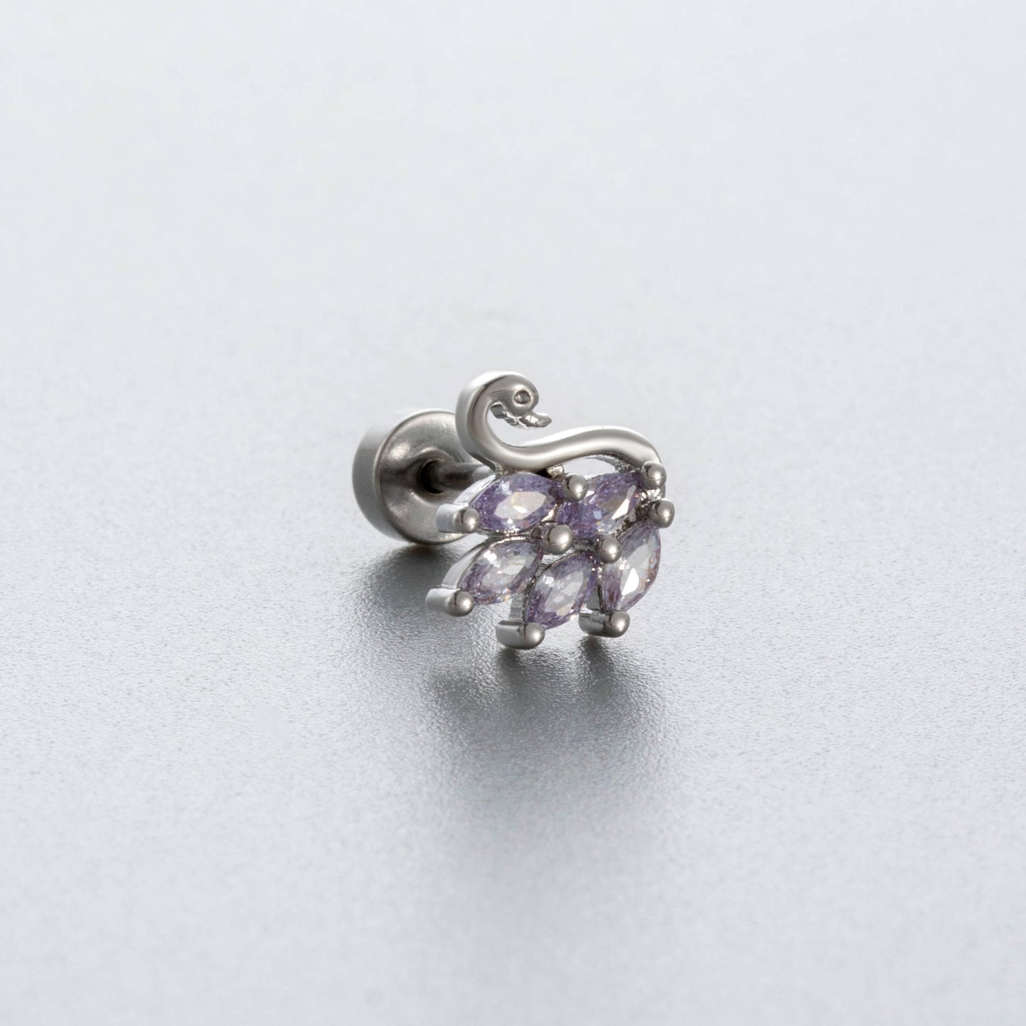 Henson Butterfly Ear Bone White Purple Zircon Swan Bow Love Stud Earrings