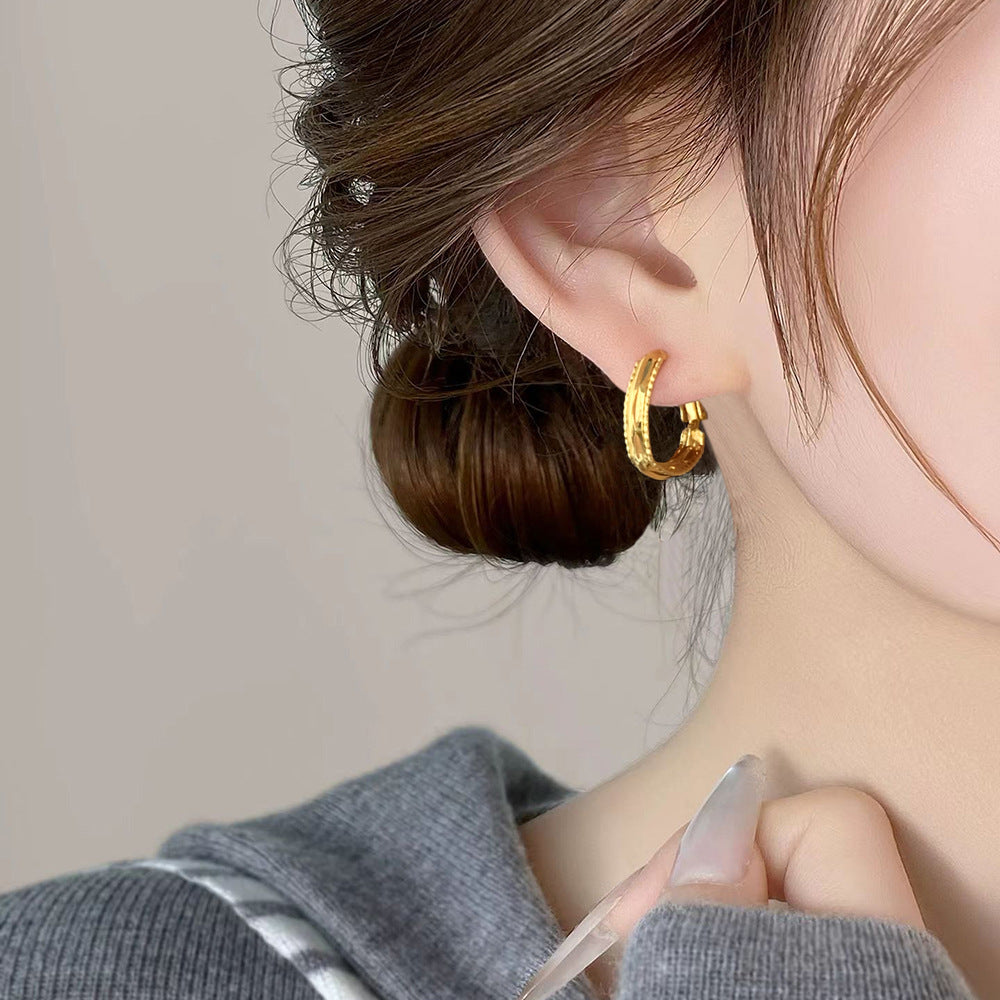 Simple Light Luxury High-grade Geometric Ear Niche Temperament Rings