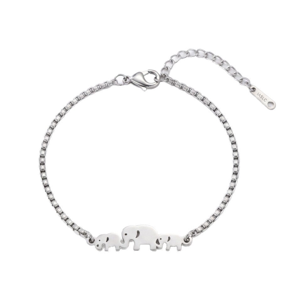 Women's Stainless Steel Elephant Korean Simple Animal Bracelet