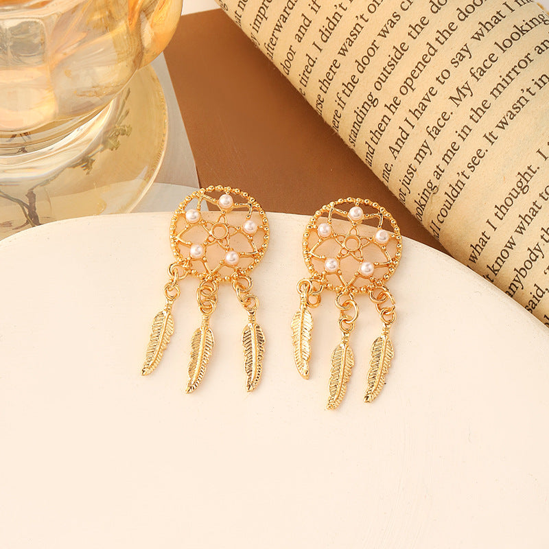 Simple Retro Sier Needle Pearl High Sense Ear Earrings