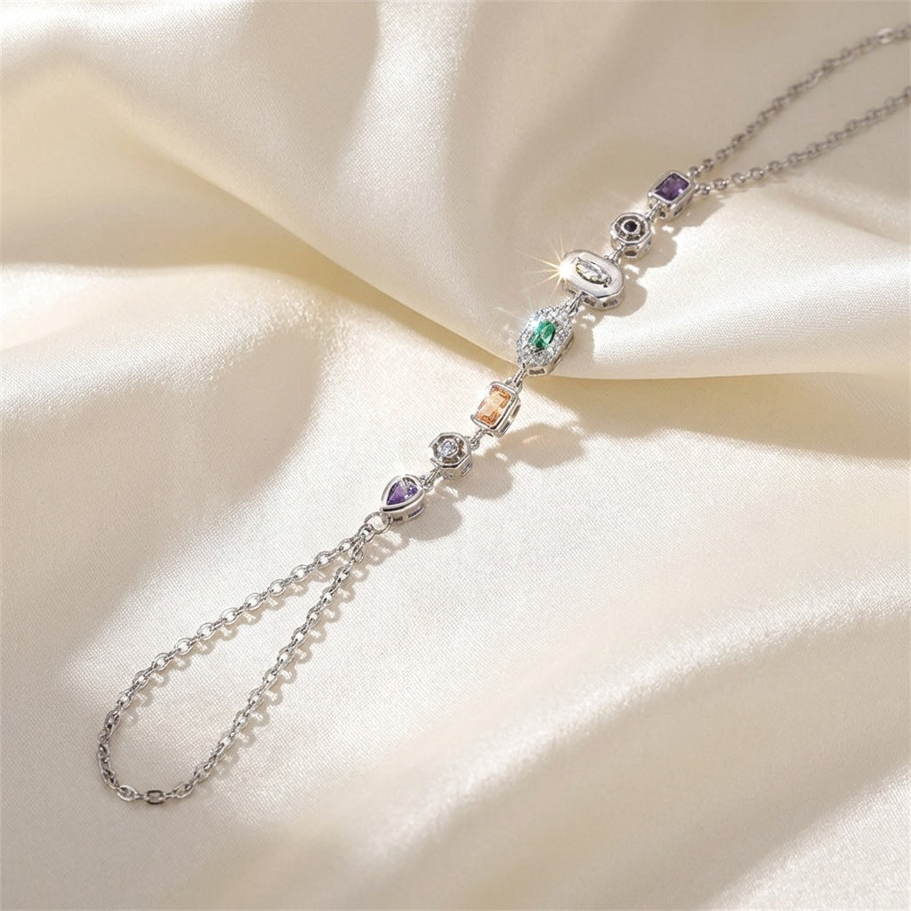 Rhinestone Geometric Finger Chain Female Fashion High Sense Bracelet