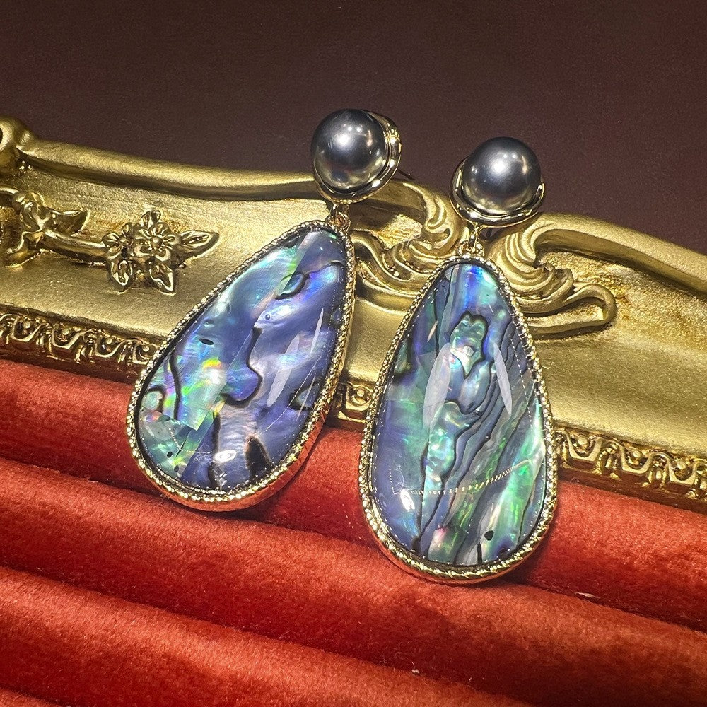 Women's Abalone Shell Series Gold Plated Environmental Protection Fashion French High-grade Earrings