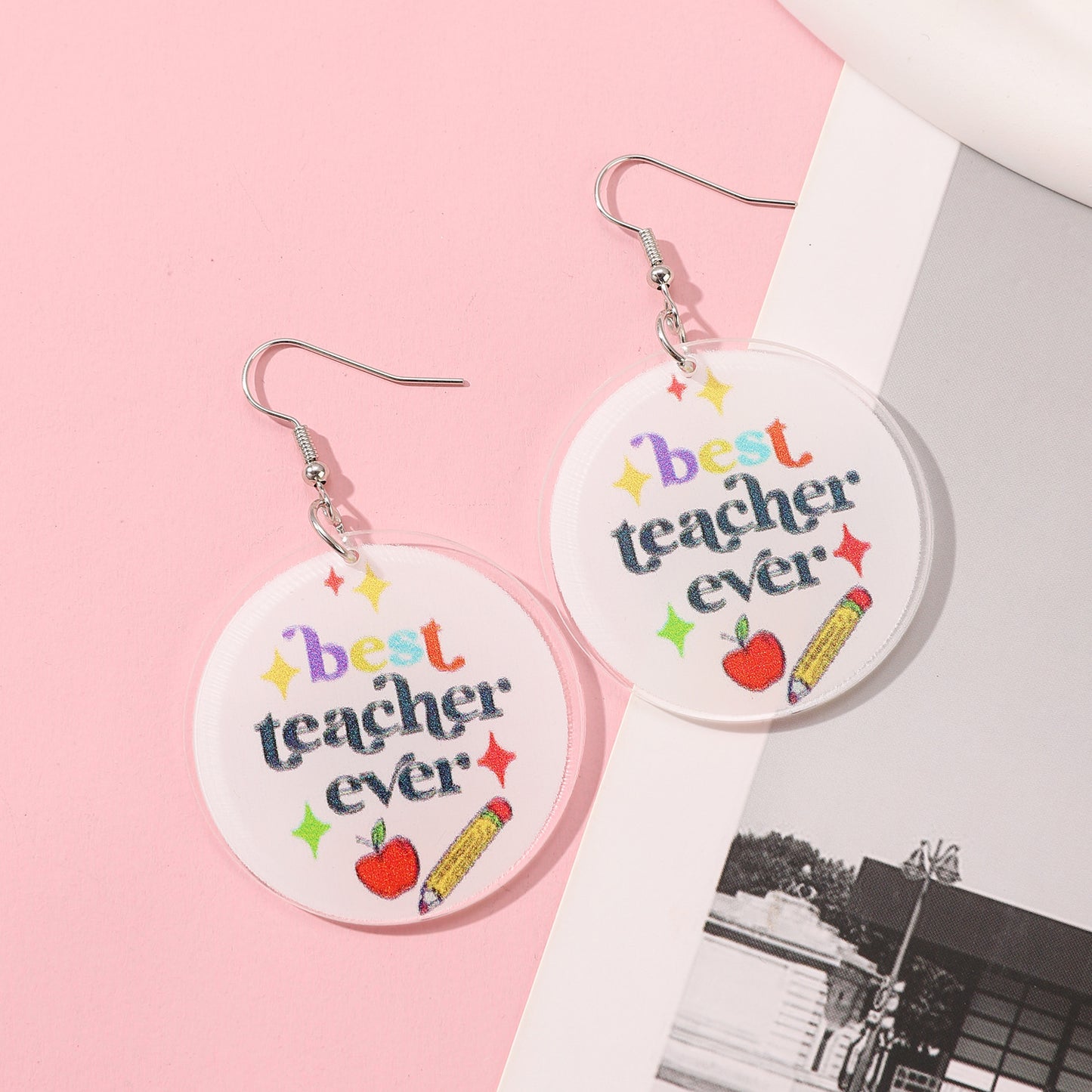 Pastoral Color Letter Acrylic Female Mother's Earrings