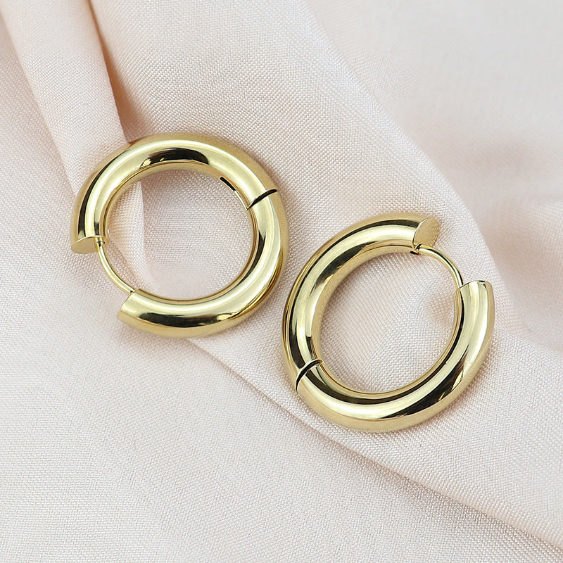 Thick Wire Diameter Glossy Titanium Steel Ear Buckle