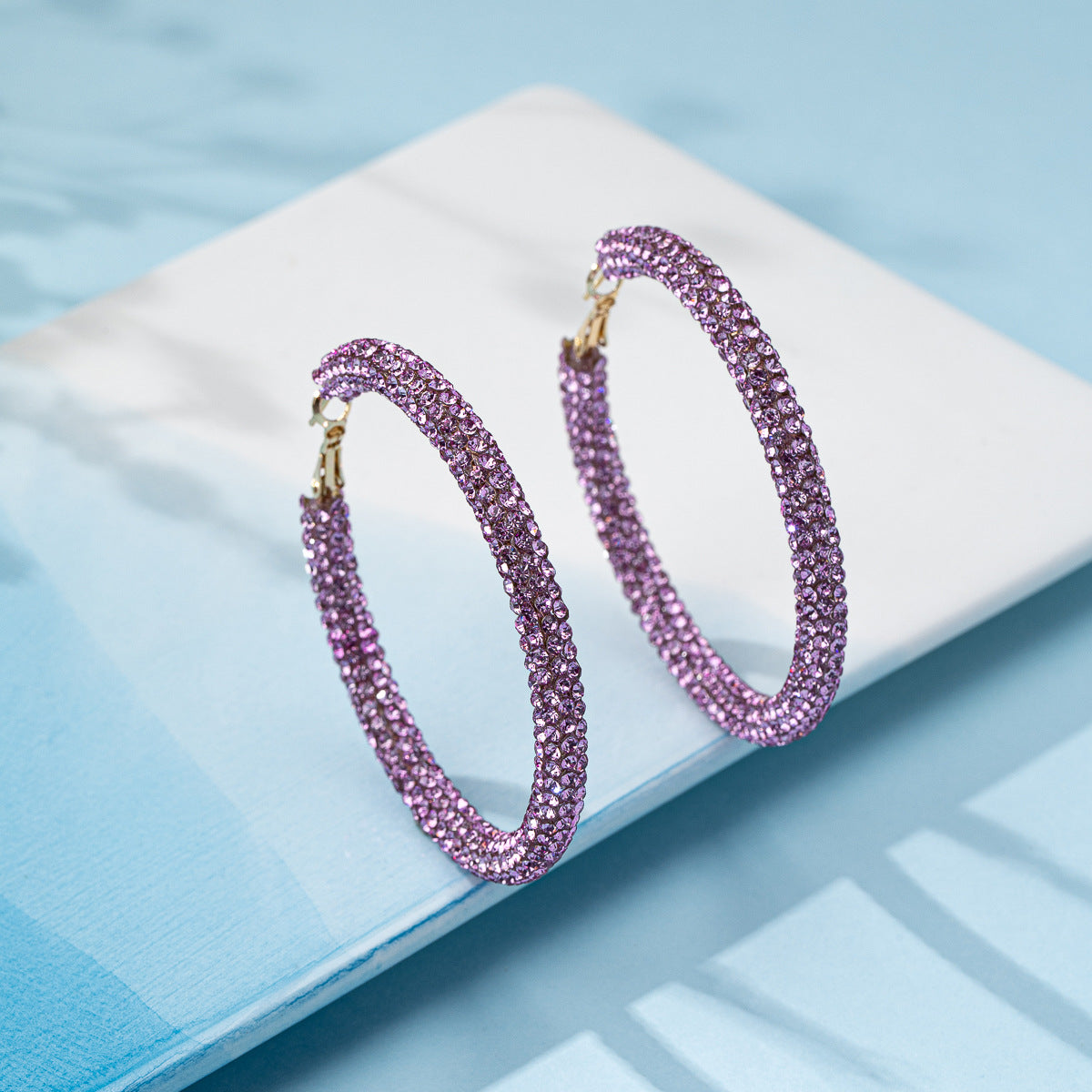 Splendid Diamond Shiny Big Circle Affordable Luxury Fashion Rhinestone Color Earrings