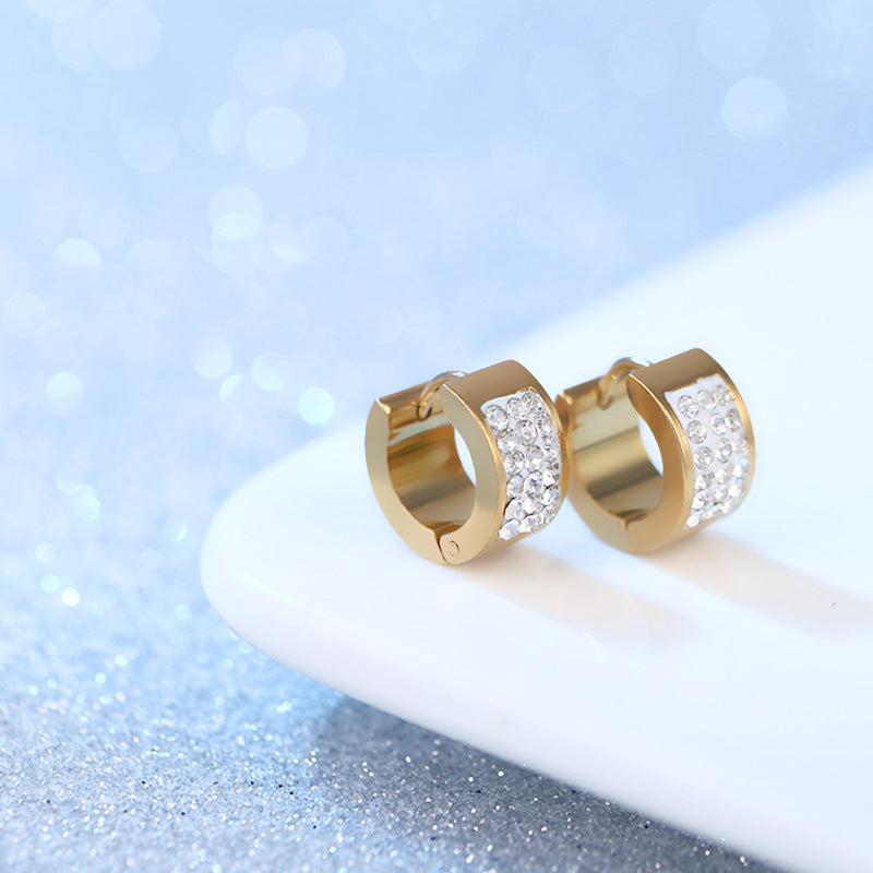 Titanium Steel Fashion Sticky Single Row Diamond Stainless Ear Buckle