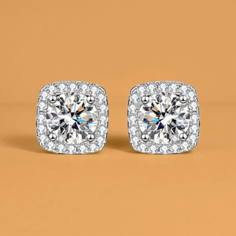 Zircon Sier Needle Love Moissanite Simulation Geometric Earrings