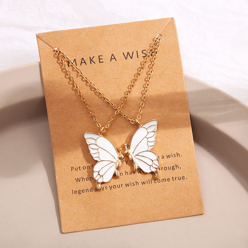 Creative Butterfly Paper Card Inclined Yellow Necklaces