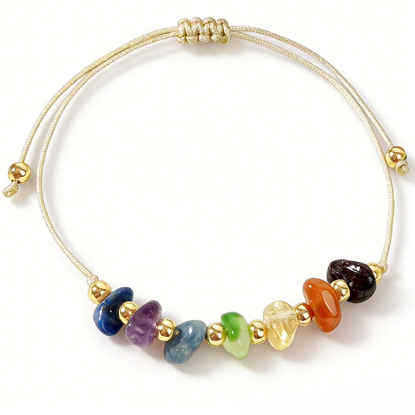 Irregular Natural Stone Colorful Hand-woven Adjustable Bracelets