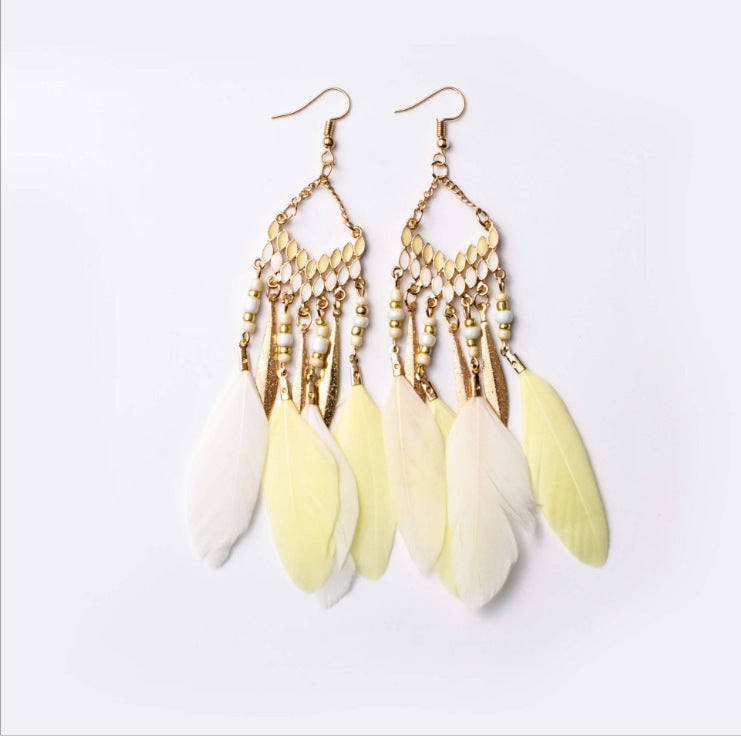Bohemian Feather High-grade Yunnan Tourism Holiday Earrings