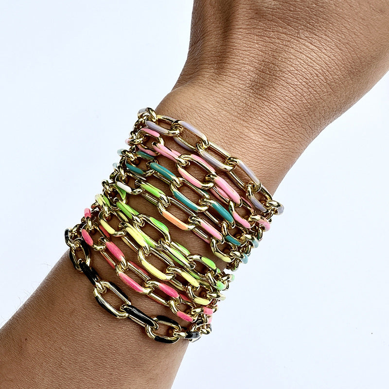 Women's Punk Alloy Oil Dripping Color Bracelets