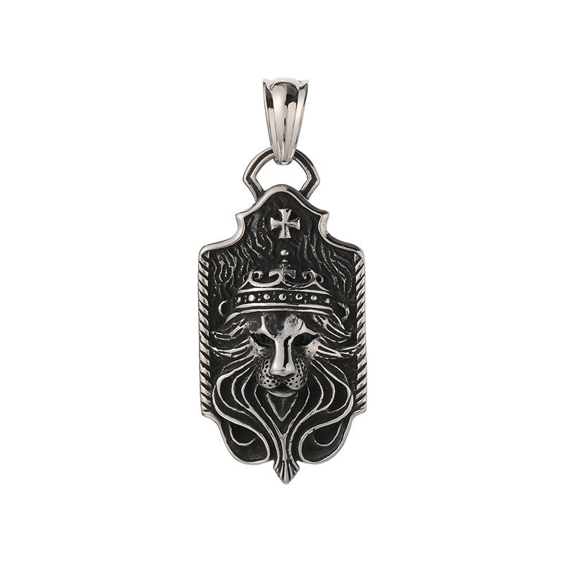 Men's King Horse Accessories Retro Viking Double Wolf Head Pendants