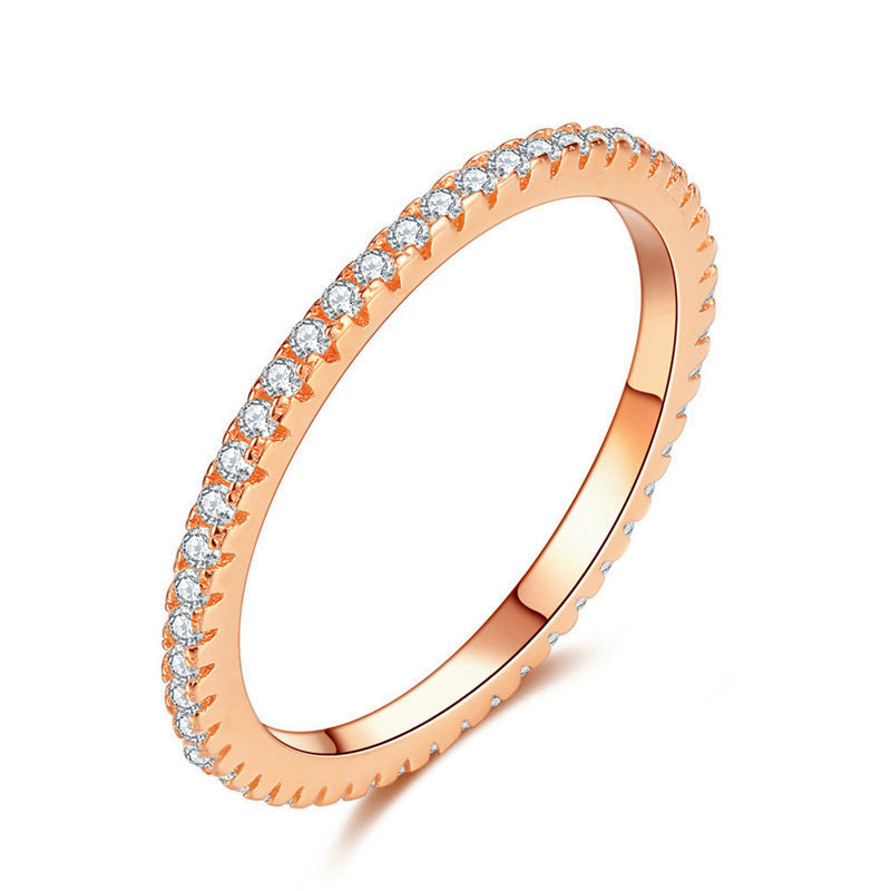 Women's Row Diamond Design Style Full Little Finger Light Luxury Rings