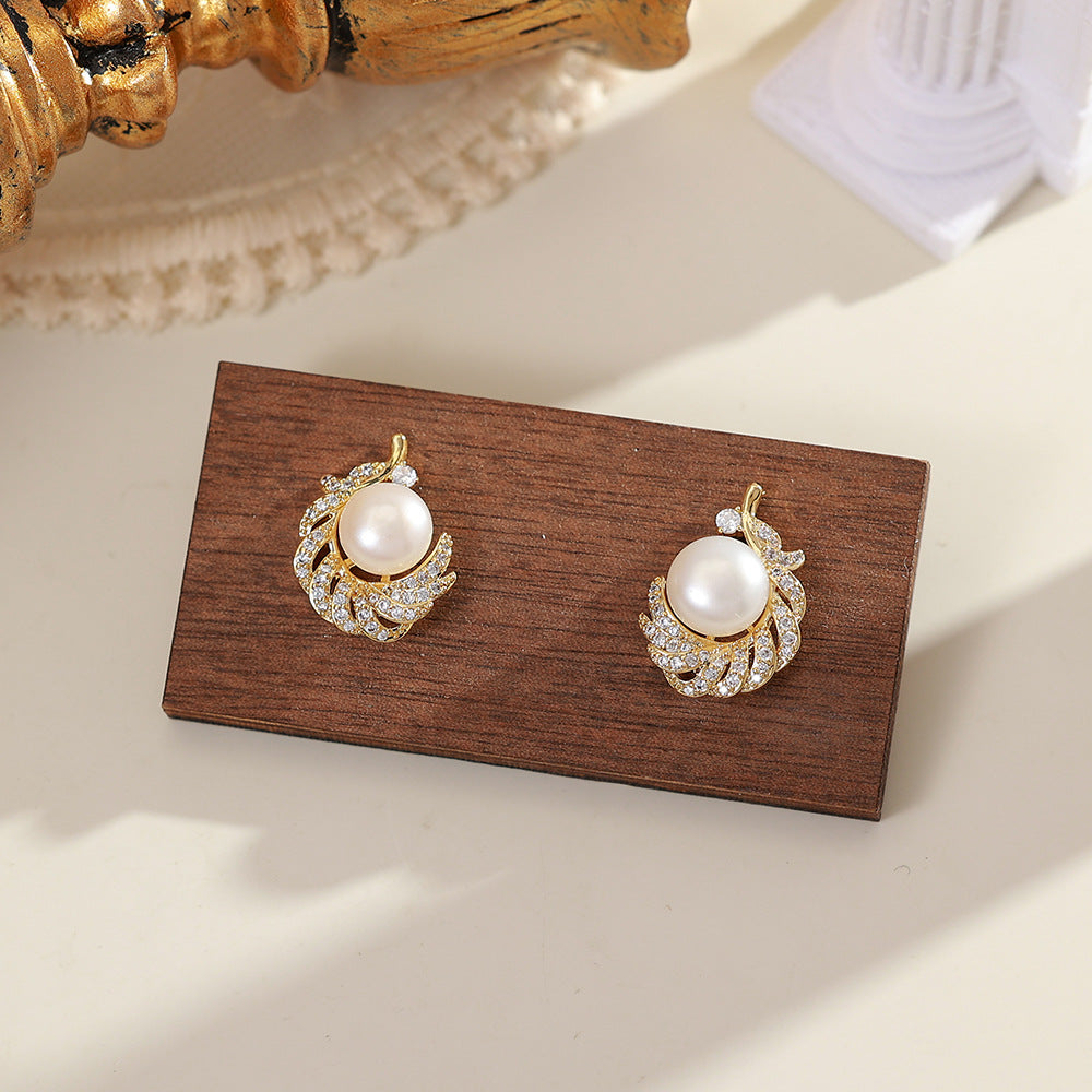 Freshwater Pearl Ear Fashionable Elegant High-grade Earrings