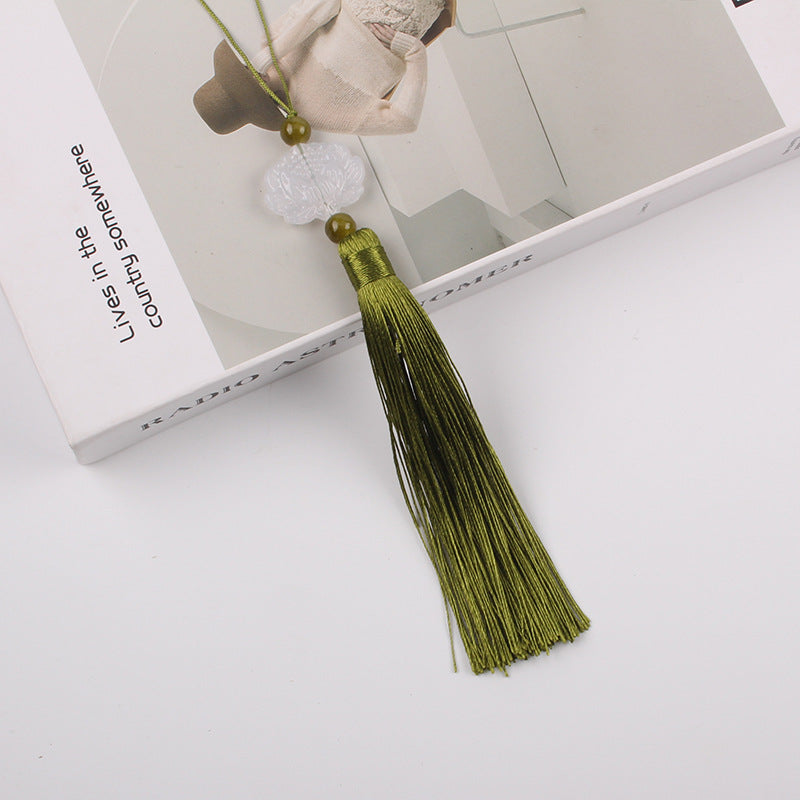 Jade Lotus Tassel Fringe Kunlun Fan Cheongsam Jewelry Accessories