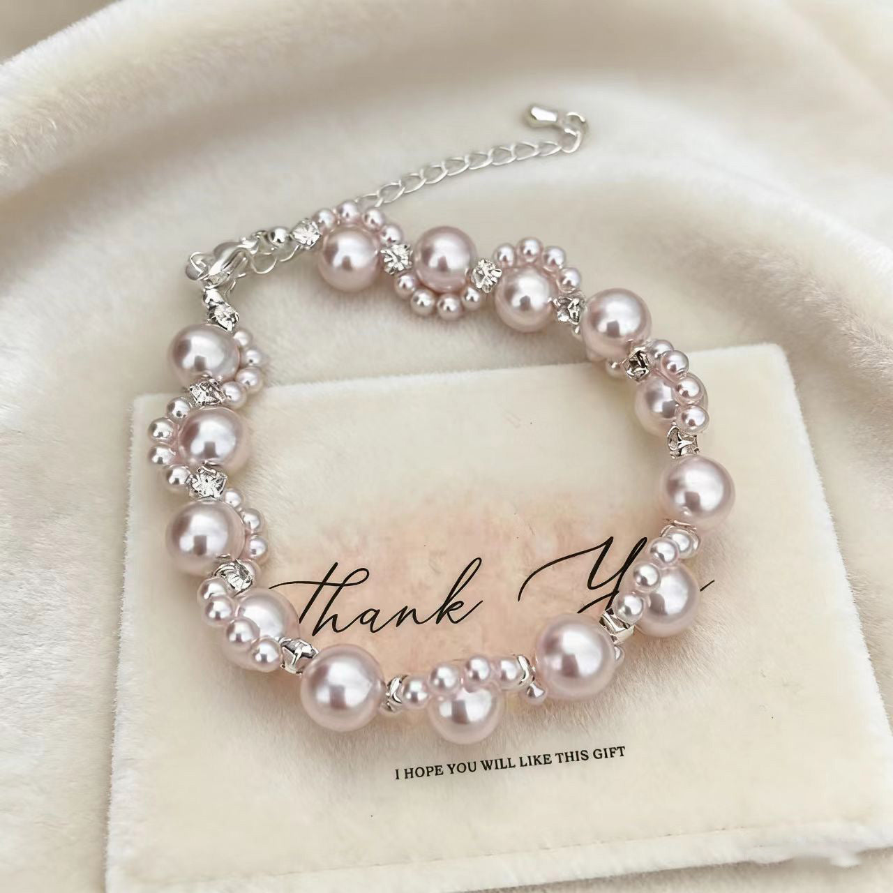 Gentle Manta Rose Pearl Rhinestone Handmade Woven Good-looking Bracelets