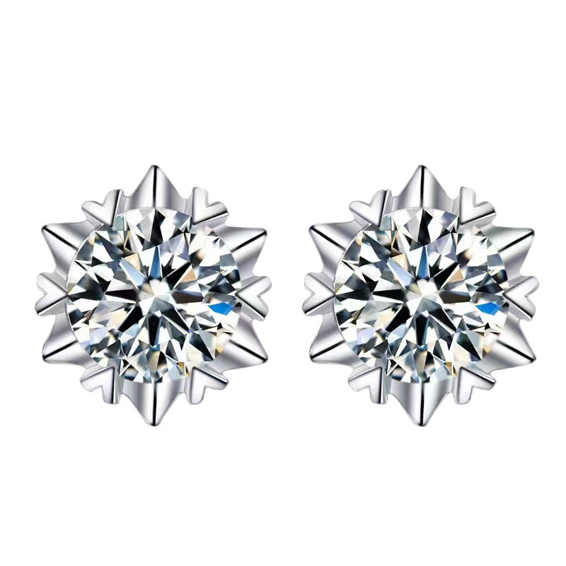 Sterling Sier Snowflake Plated Moissanite Eardrops Earrings