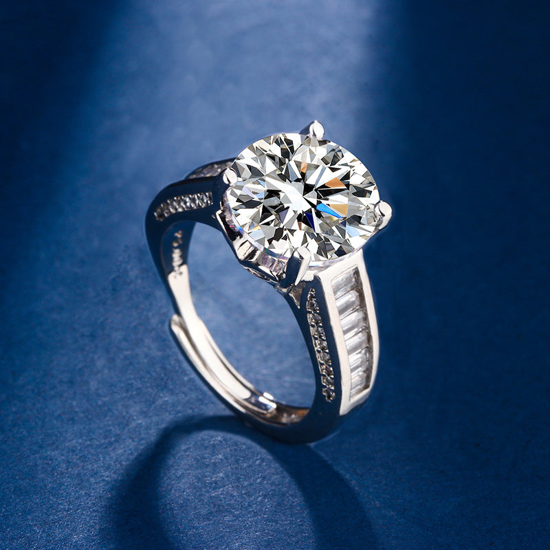 Eight Hearts Arrows Zircon Imitation Moissanite Female Male Six Claw Ring