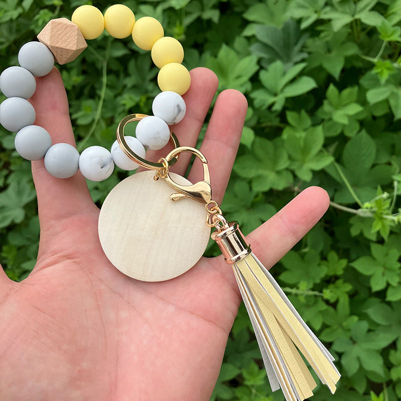 Beads Creative Beaded Tassel Sublimation Wood Bracelet
