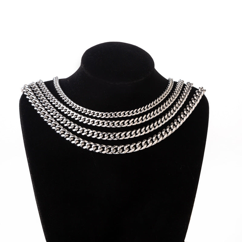 Single Buckle Six-sided Grinding Cuban Hip Necklace